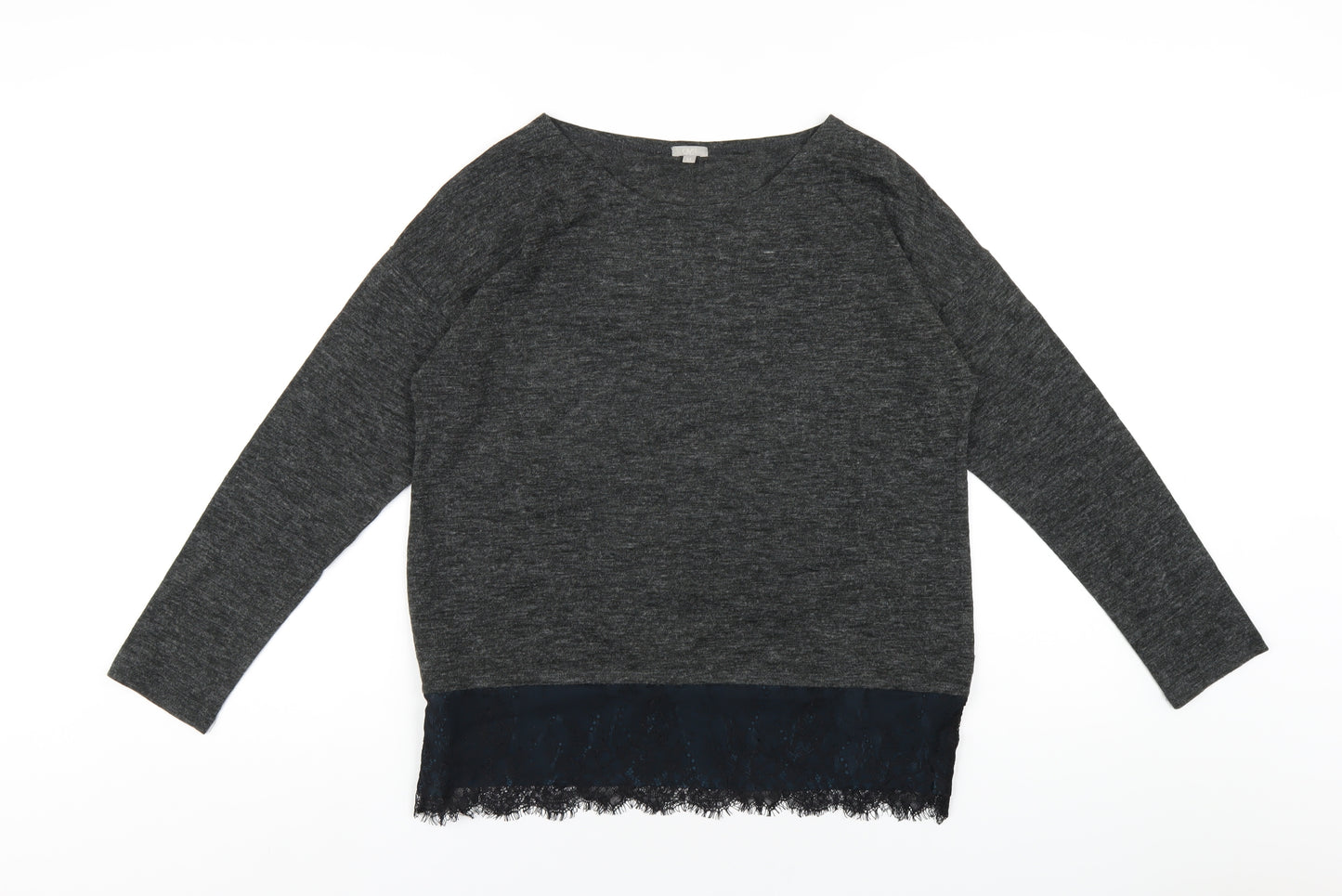 OVS Womens Grey Polyester Basic T-Shirt Size M Round Neck - Lace Trim