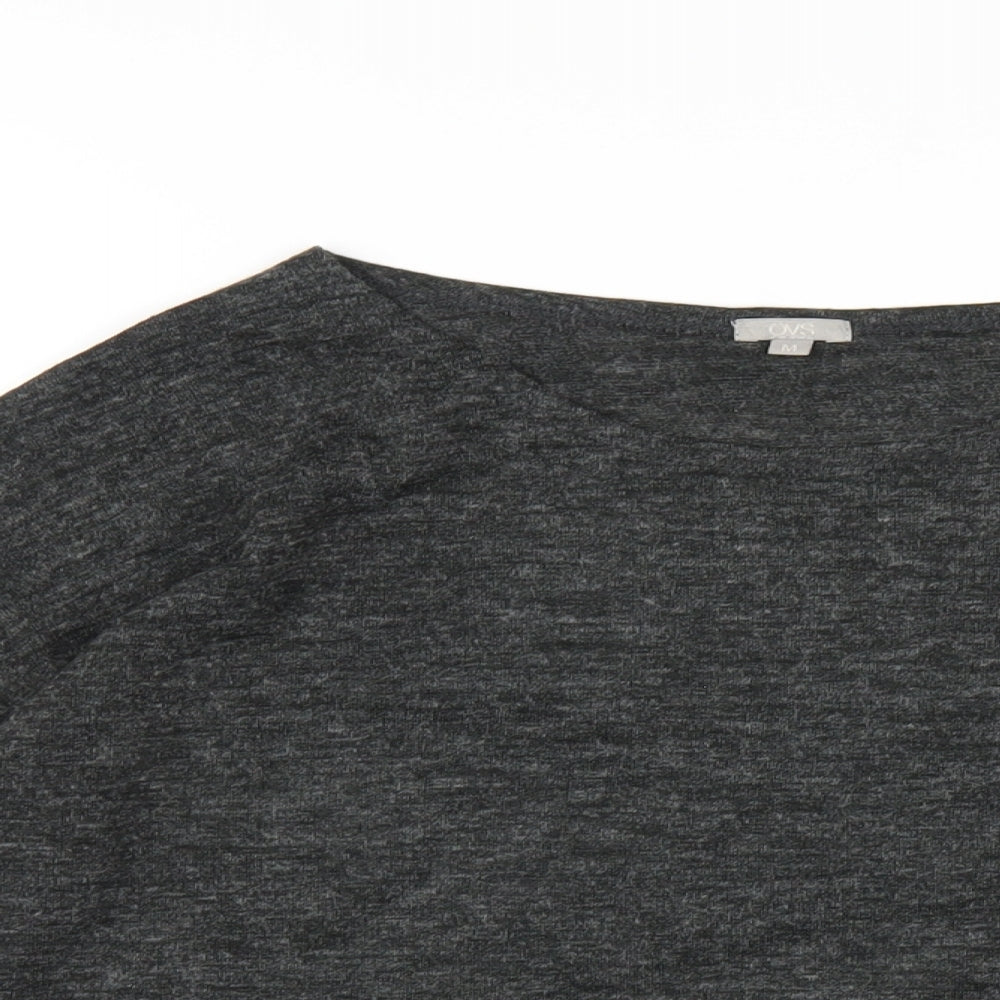 OVS Womens Grey Polyester Basic T-Shirt Size M Round Neck - Lace Trim