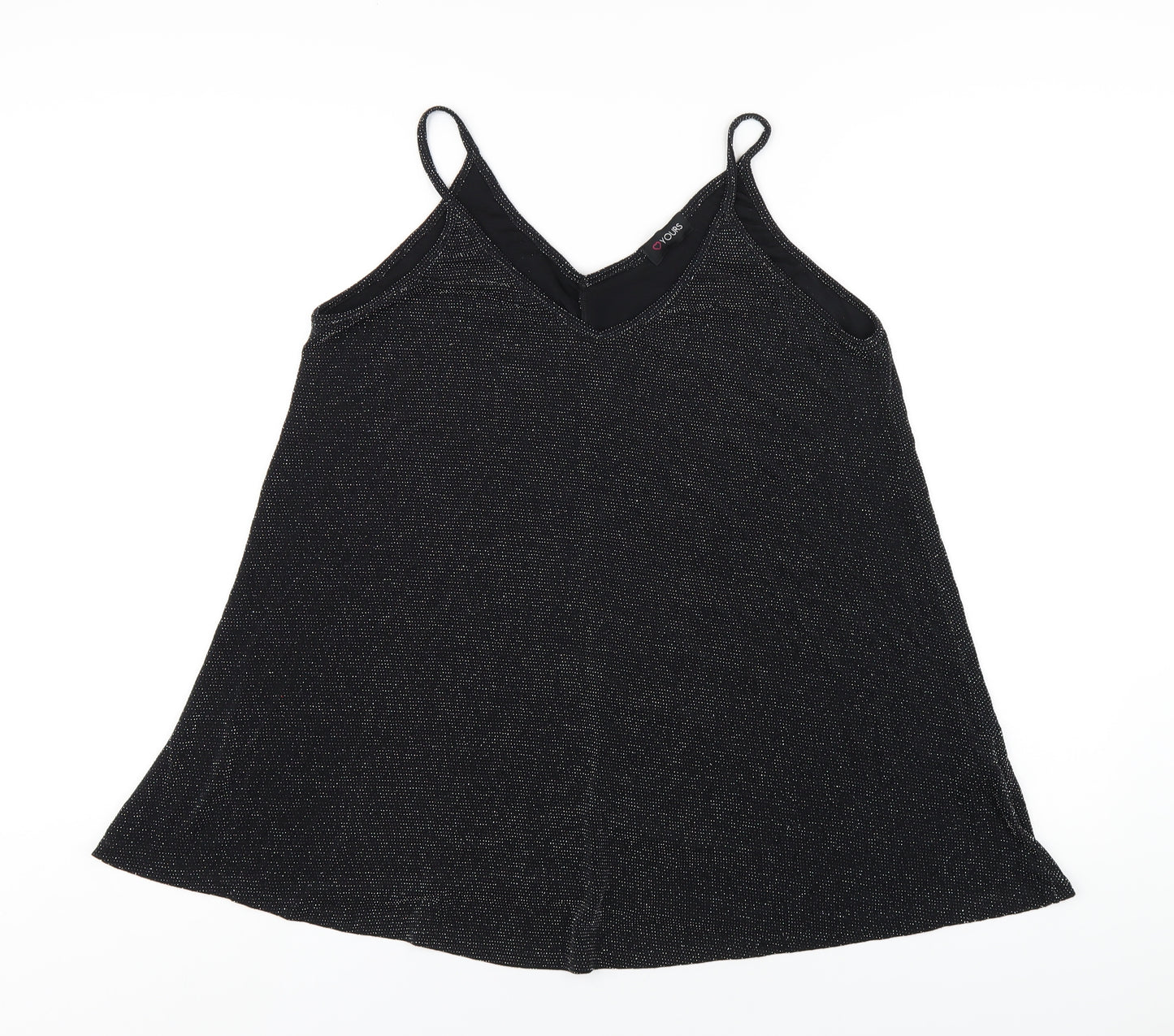Yours Womens Black Nylon Camisole T-Shirt Size 18 V-Neck