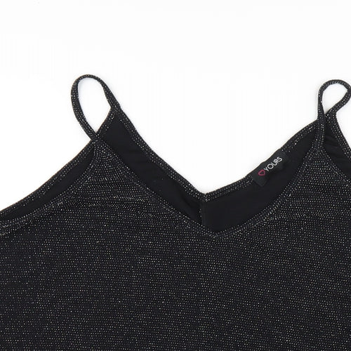 Yours Womens Black Nylon Camisole T-Shirt Size 18 V-Neck