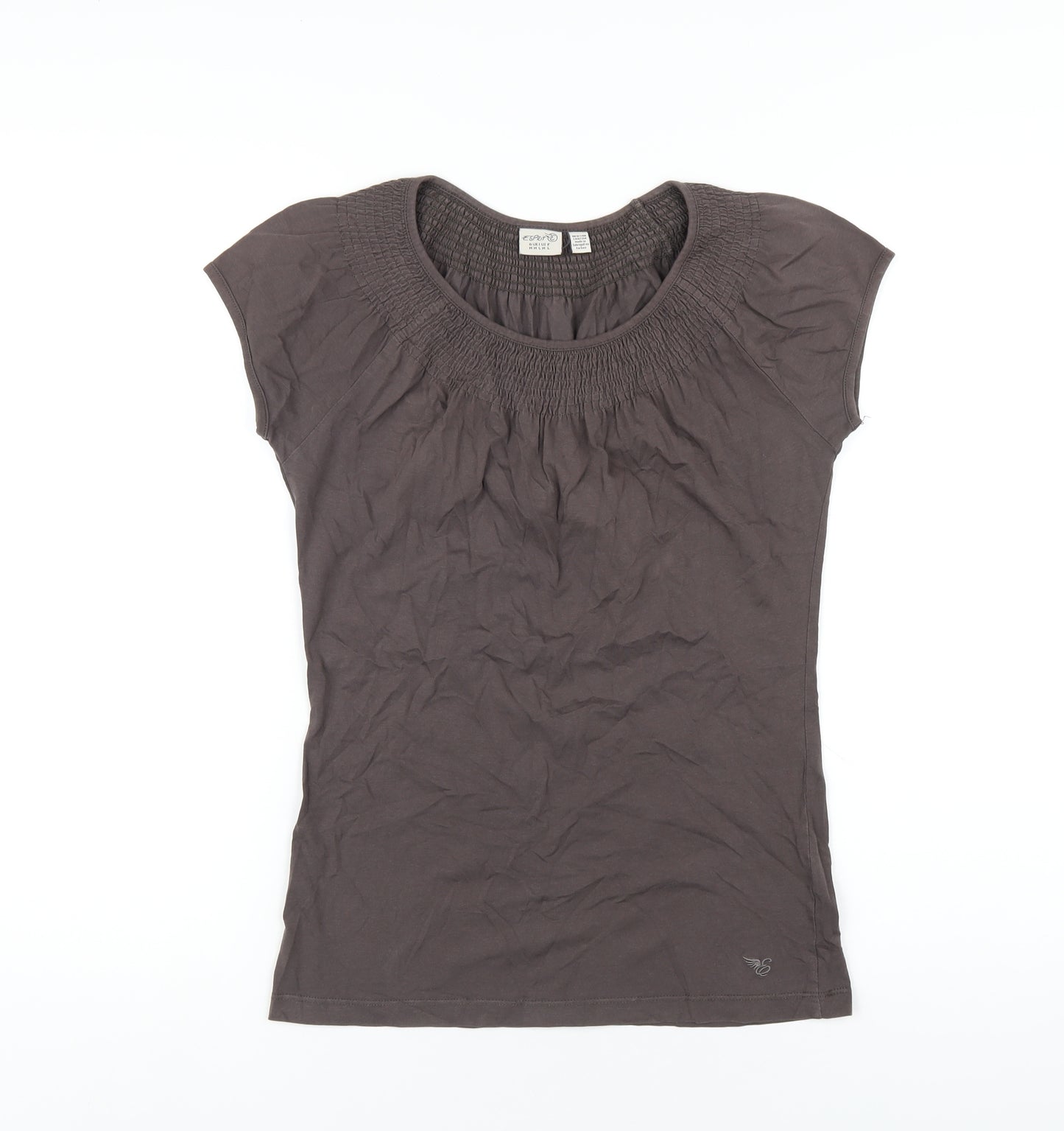 Esprit Womens Brown Cotton Basic T-Shirt Size M Scoop Neck
