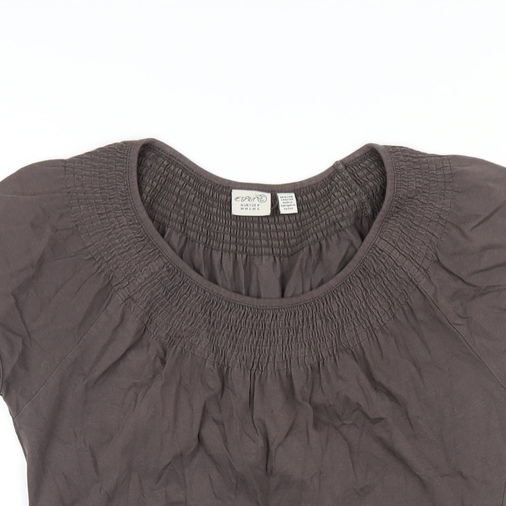 Esprit Womens Brown Cotton Basic T-Shirt Size M Scoop Neck