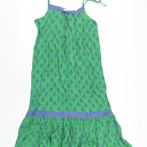 NEXT Womens Green Geometric Cotton A-Line Size 8 Square Neck Pullover