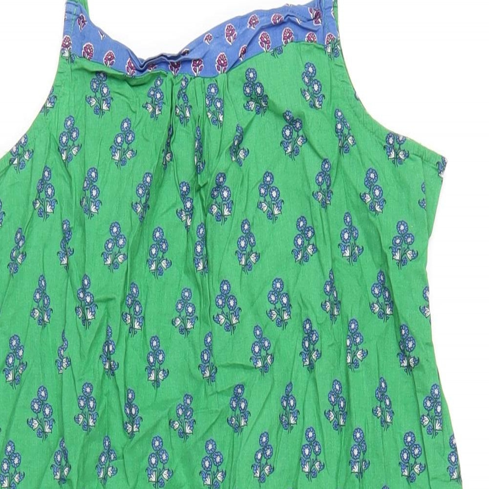 NEXT Womens Green Geometric Cotton A-Line Size 8 Square Neck Pullover