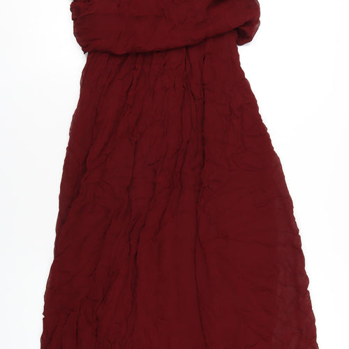 Zara Womens Red Viscose A-Line Size M Square Neck Pullover