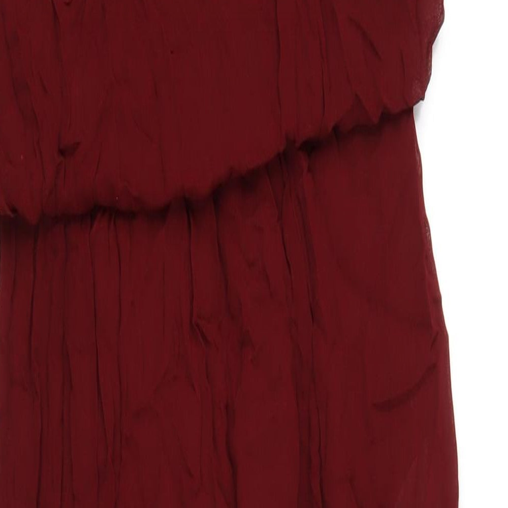 Zara Womens Red Viscose A-Line Size M Square Neck Pullover