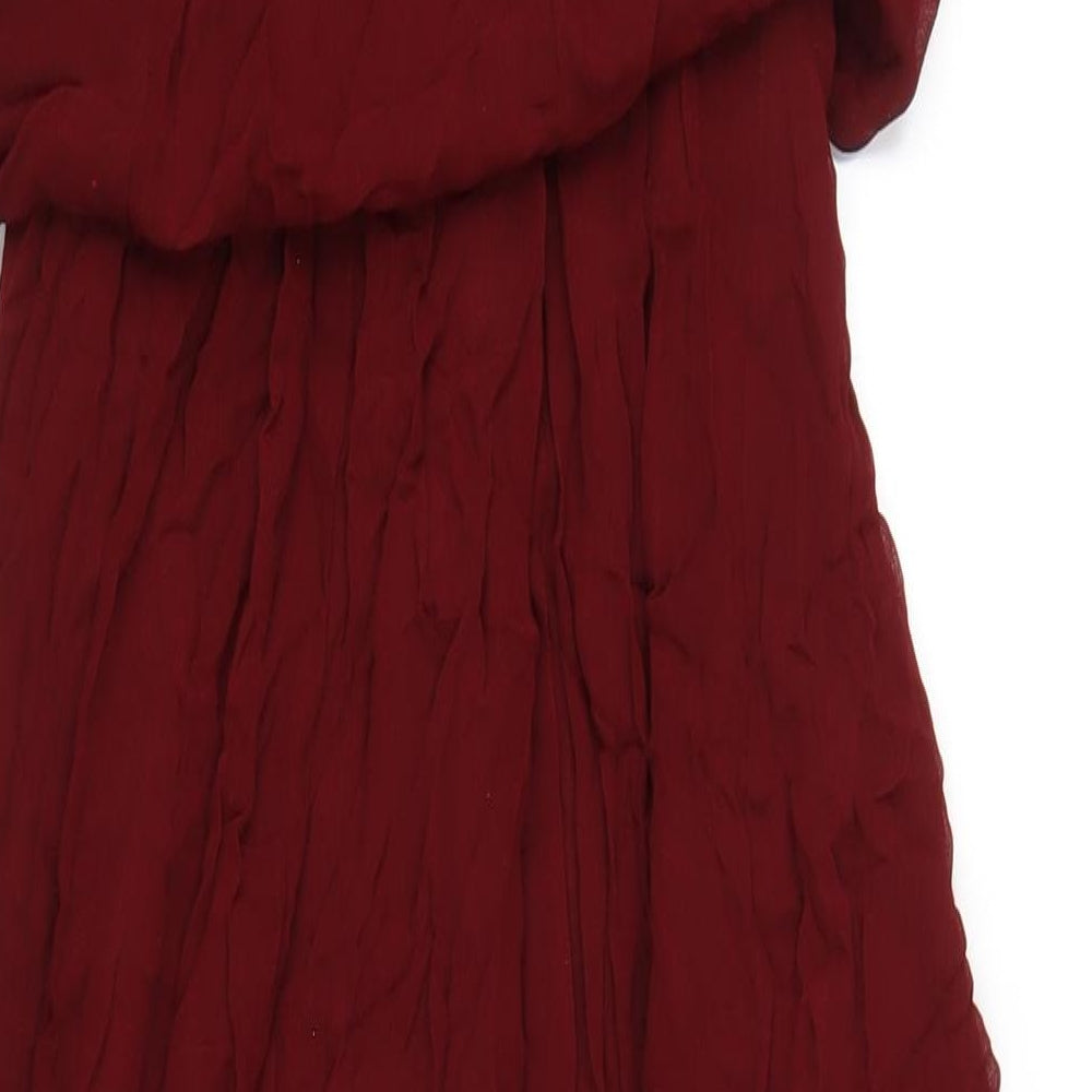 Zara Womens Red Viscose A-Line Size M Square Neck Pullover