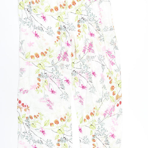 Marks and Spencer Womens Multicoloured Floral Viscose Trousers Size 14 L31 in Regular