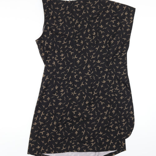 AX Paris Womens Black Geometric Nylon Pencil Dress Size 12 Round Neck Zip