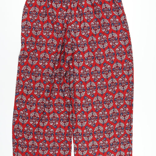 Marks and Spencer Womens Red Geometric Polyester Sweatpants Trousers Size 18 L31 in Regular Drawstring