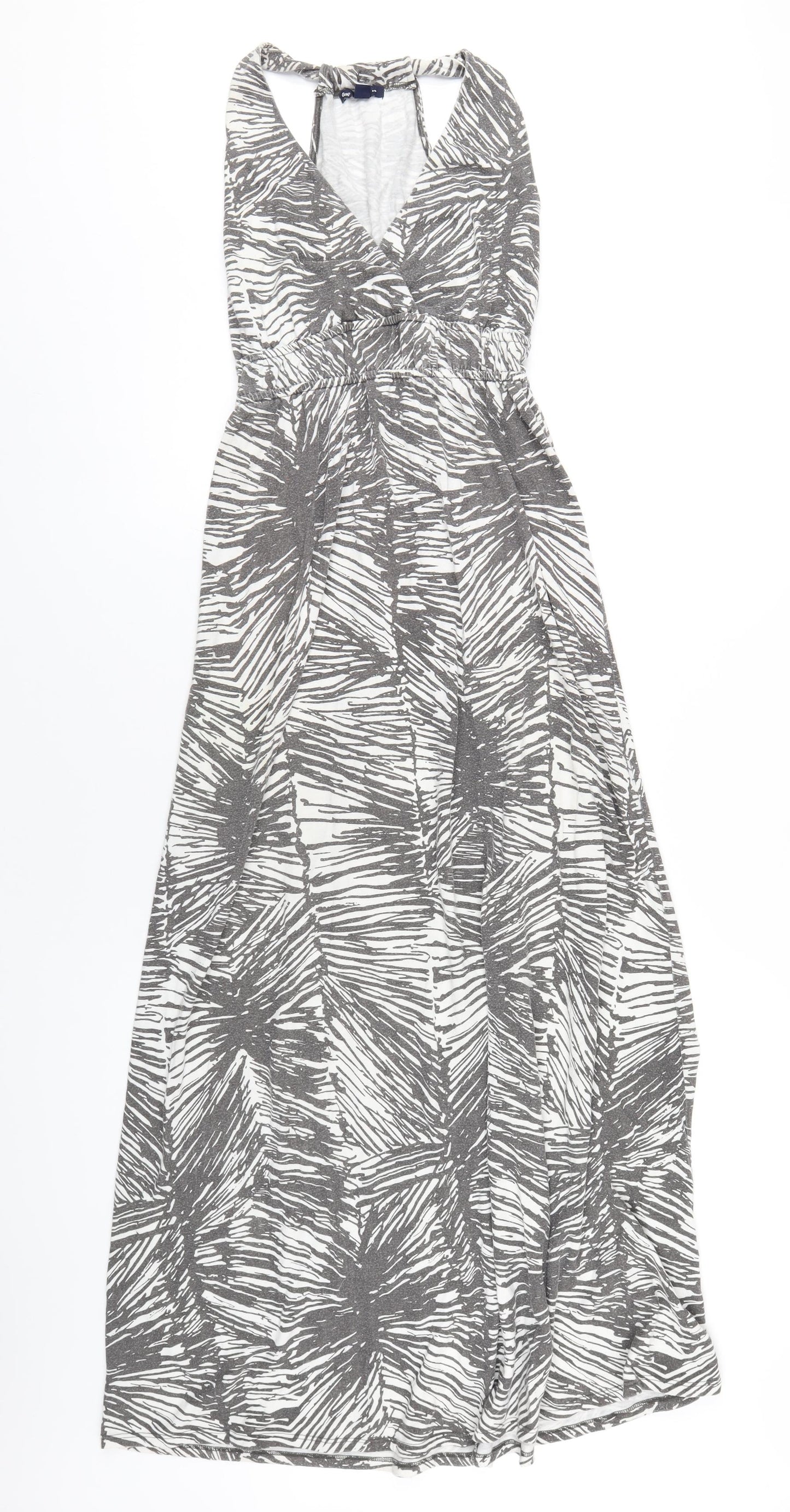 Gap Womens Grey Geometric Polyester A-Line Size S V-Neck Pullover