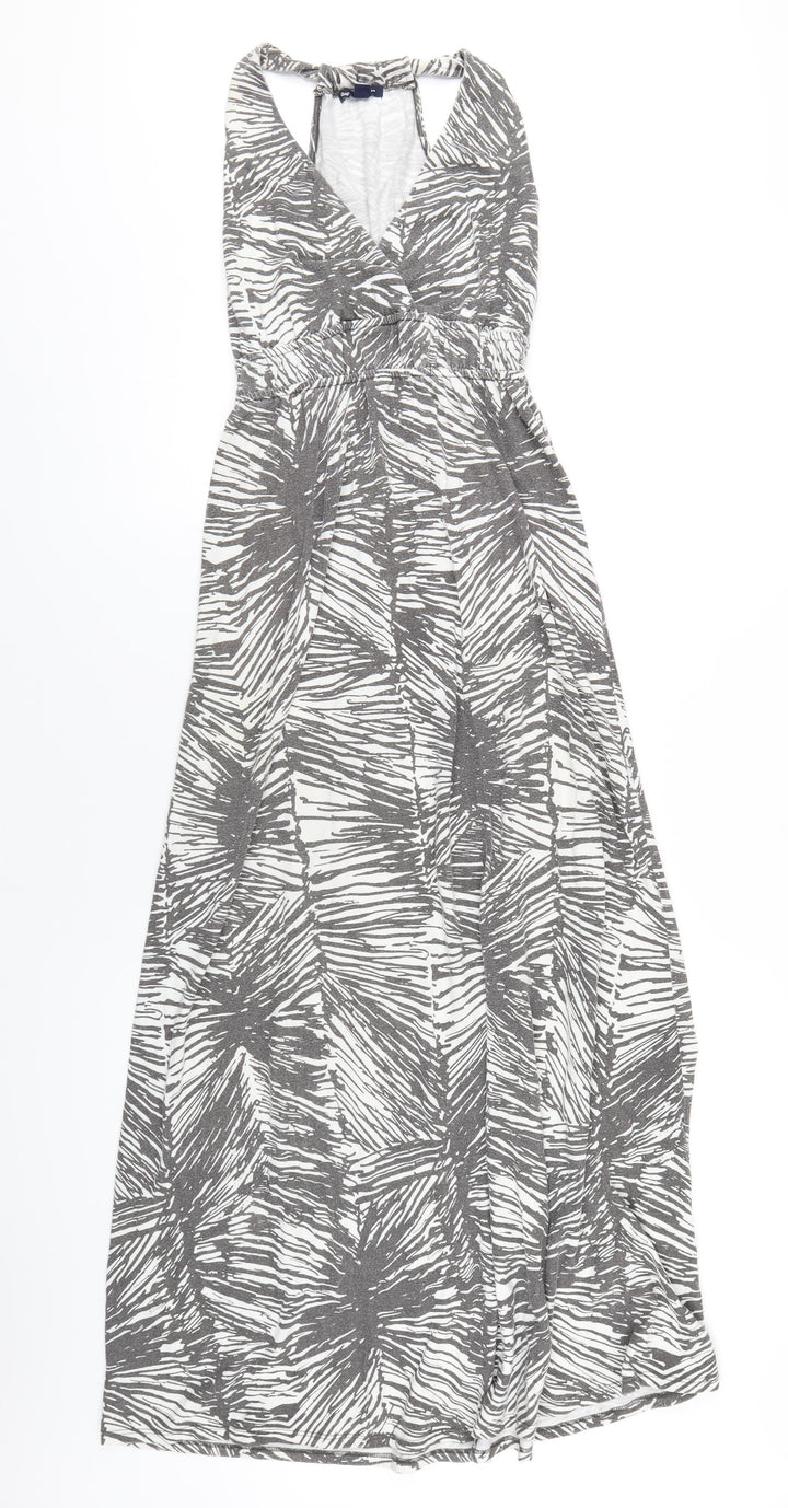 Gap Womens Grey Geometric Polyester A-Line Size S V-Neck Pullover