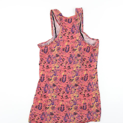NEXT Womens Pink Geometric Cotton Basic Tank Size 14 Scoop Neck