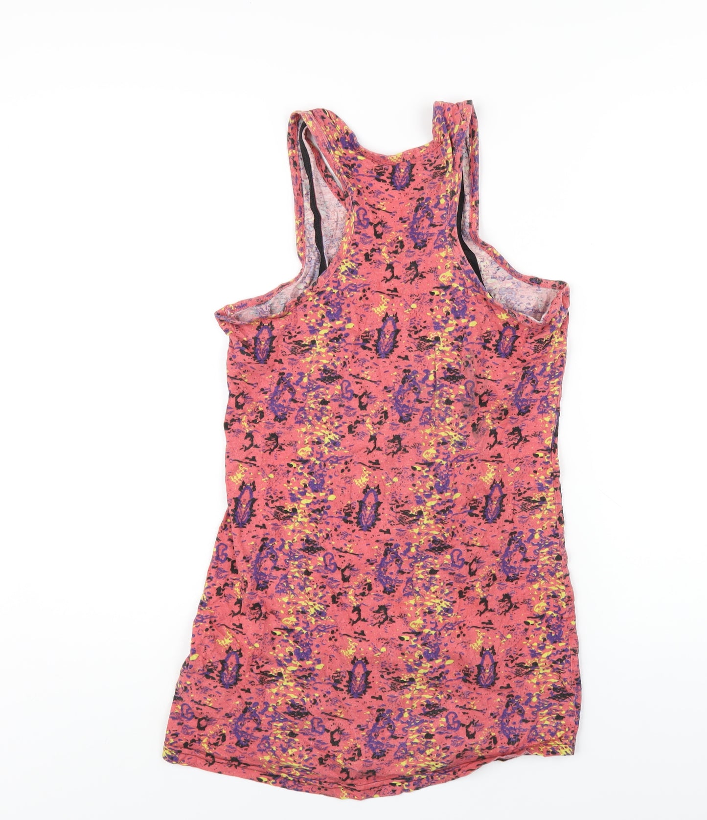 NEXT Womens Pink Geometric Cotton Basic Tank Size 14 Scoop Neck