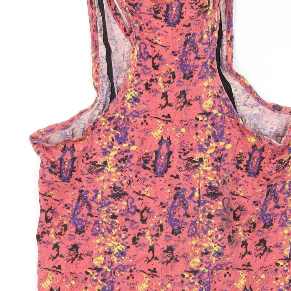 NEXT Womens Pink Geometric Cotton Basic Tank Size 14 Scoop Neck