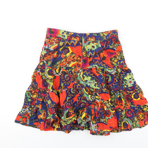 The Children's Place Girls Multicoloured Geometric Cotton A-Line Skirt Size 12 Years Regular Zip