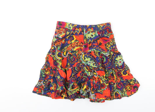 The Children's Place Girls Multicoloured Geometric Cotton A-Line Skirt Size 12 Years Regular Zip