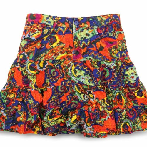 The Children's Place Girls Multicoloured Geometric Cotton A-Line Skirt Size 12 Years Regular Zip