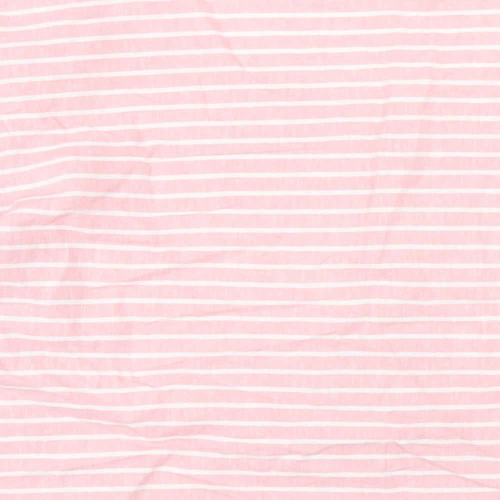 Cotton Traders Womens Pink Striped Linen Basic T-Shirt Size 20 V-Neck
