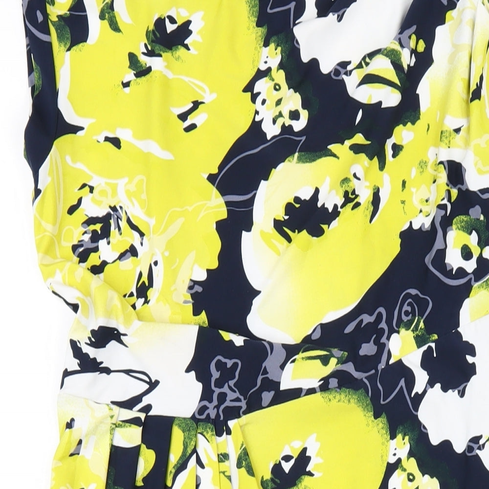 BCBGMAXAZRIA Womens Multicoloured Floral Polyester Bodycon Size M Cowl Neck Zip