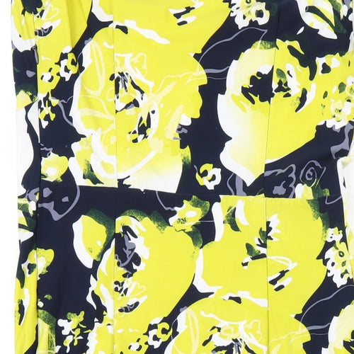 BCBGMAXAZRIA Womens Multicoloured Floral Polyester Bodycon Size M Cowl Neck Zip