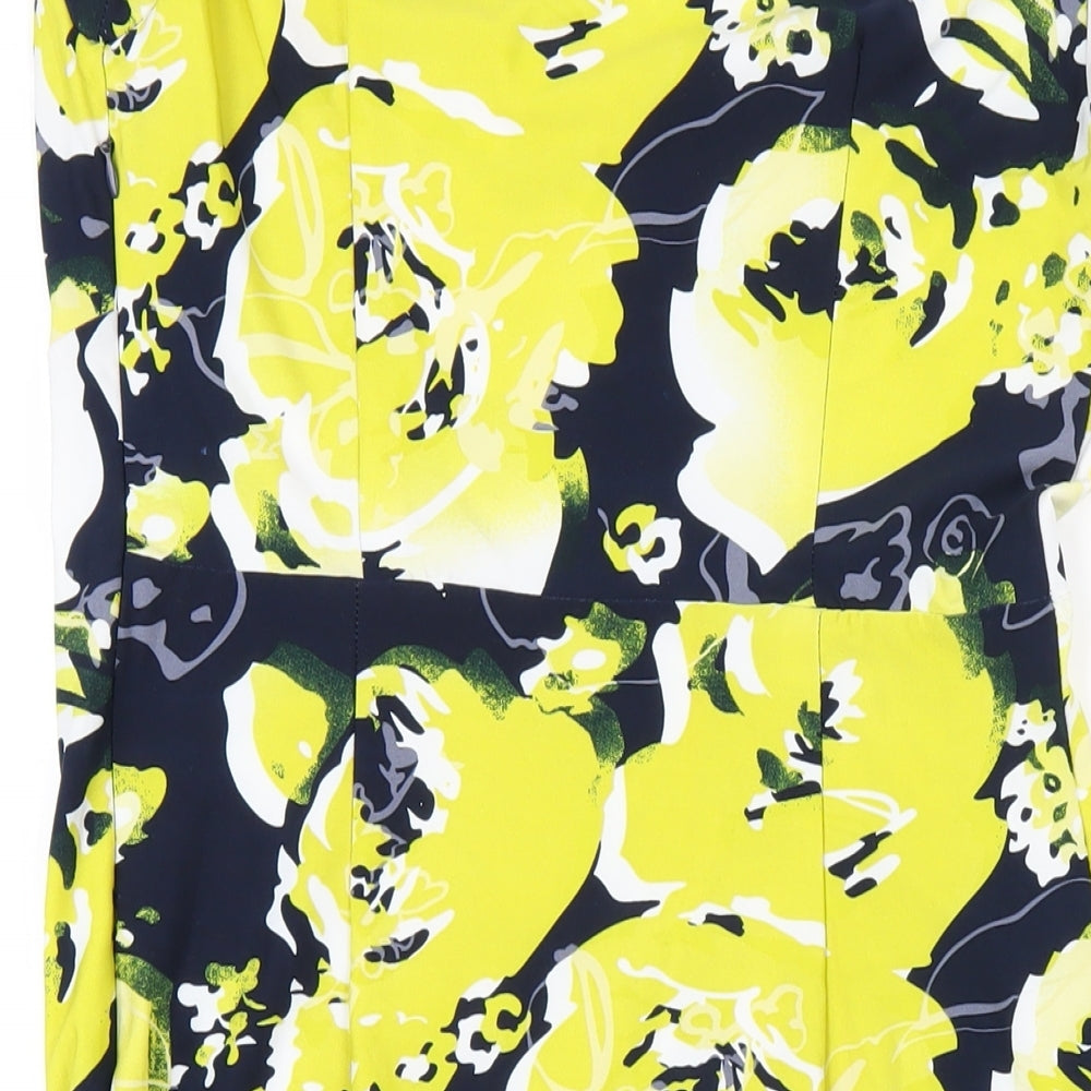 BCBGMAXAZRIA Womens Multicoloured Floral Polyester Bodycon Size M Cowl Neck Zip