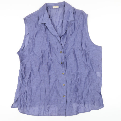 Eugen Klein Womens Blue Viscose Basic Button-Up Size 22 Collared