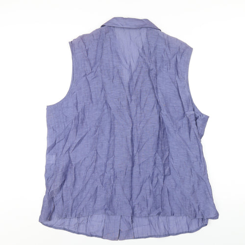 Eugen Klein Womens Blue Viscose Basic Button-Up Size 22 Collared