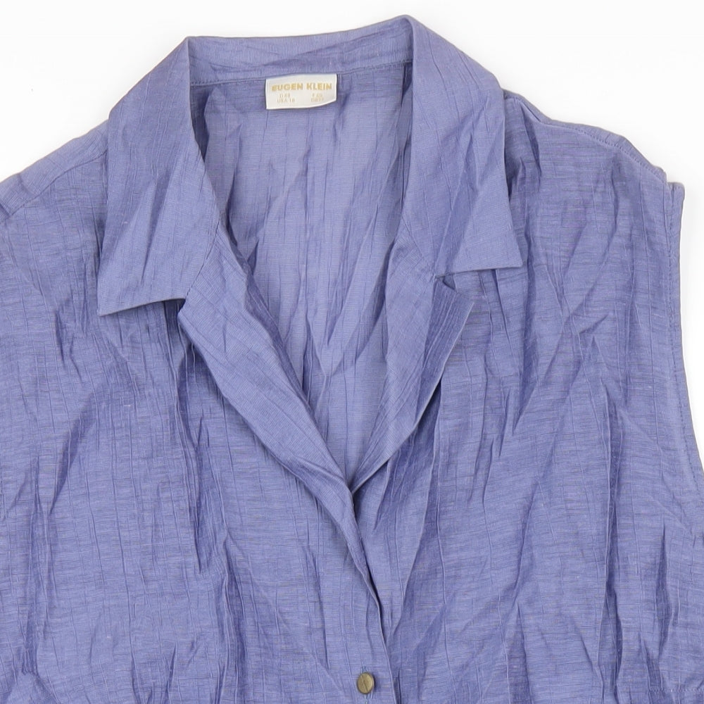 Eugen Klein Womens Blue Viscose Basic Button-Up Size 22 Collared