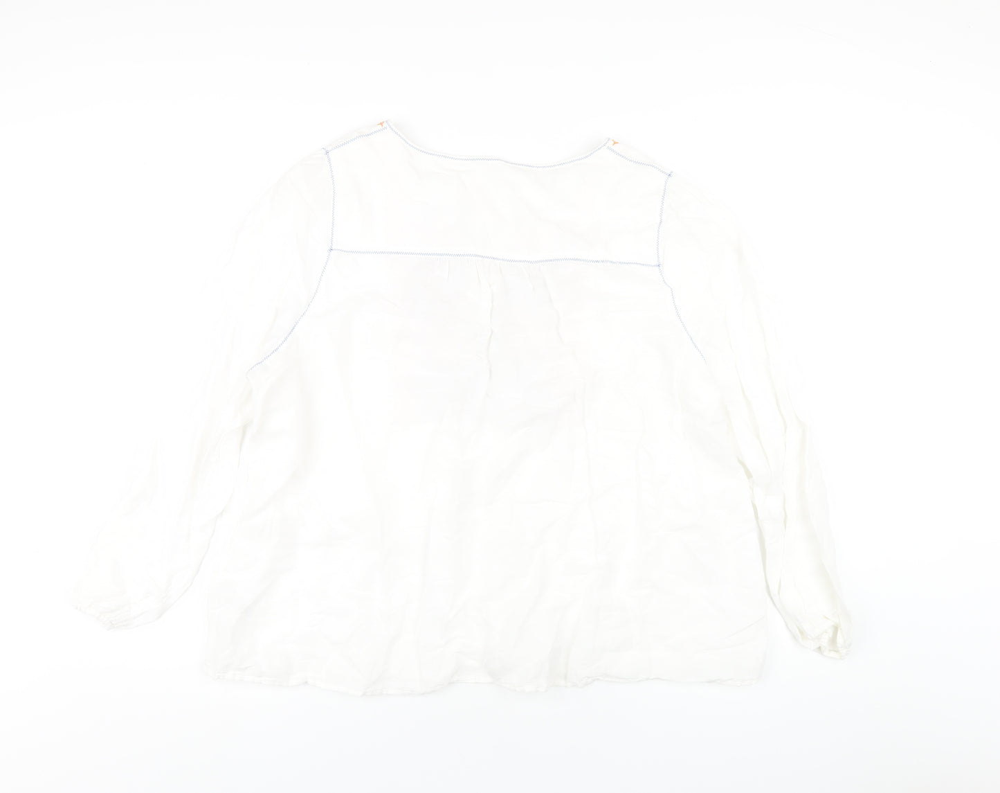 Marks and Spencer Womens White Linen Basic T-Shirt Size 20 Round Neck