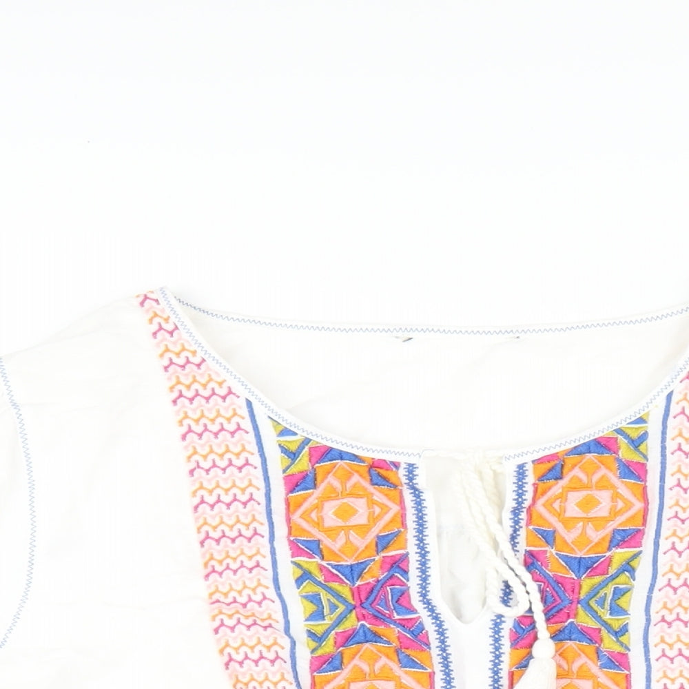 Marks and Spencer Womens White Linen Basic T-Shirt Size 20 Round Neck