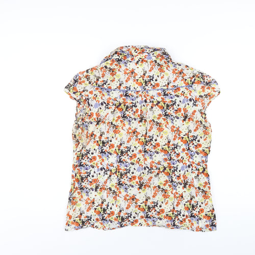 New Look Womens Multicoloured Floral Cotton Basic Button-Up Size 16 Collared