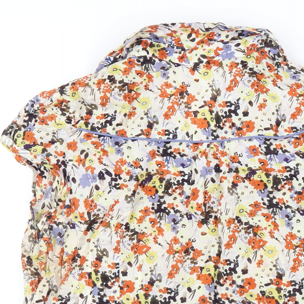 New Look Womens Multicoloured Floral Cotton Basic Button-Up Size 16 Collared