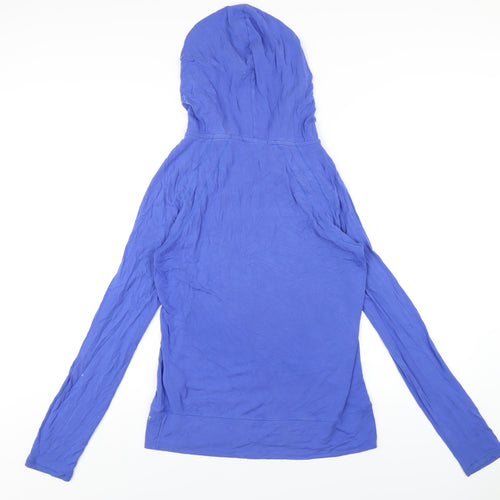 Elle Sport Womens Blue Vinyl Pullover Hoodie Size S Pullover