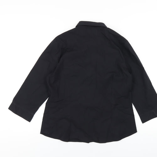 Marks and Spencer Womens Black Cotton Basic Button-Up Size 14 Collared