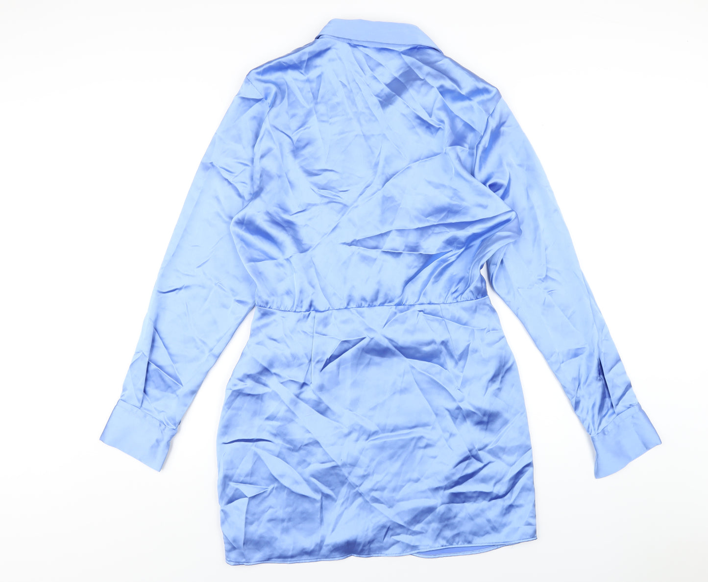 Zara Womens Blue Polyester Bodycon Size L Collared Zip