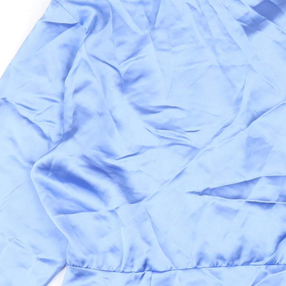 Zara Womens Blue Polyester Bodycon Size L Collared Zip