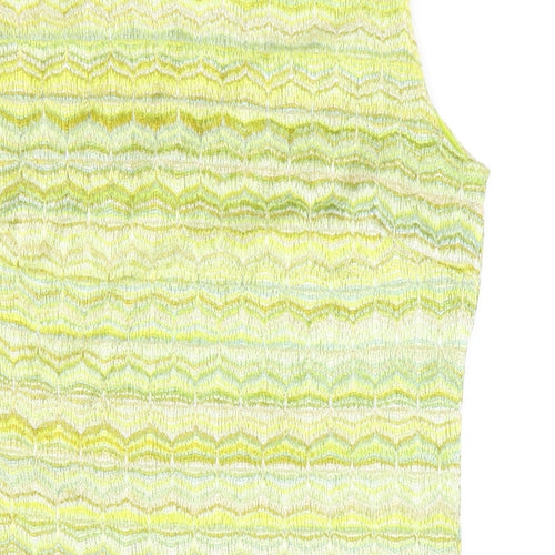 H&M Womens Green Geometric Polyester Tank Dress Size M Scoop Neck Pullover