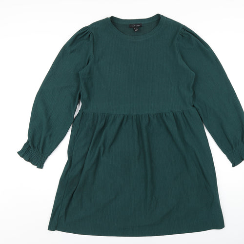 New Look Womens Green Polyester A-Line Size 10 Round Neck Pullover