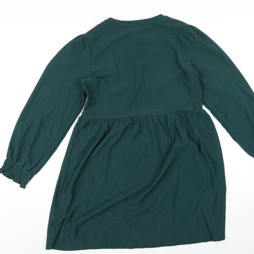 New Look Womens Green Polyester A-Line Size 10 Round Neck Pullover
