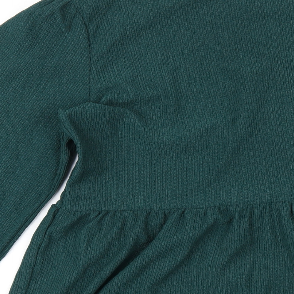 New Look Womens Green Polyester A-Line Size 10 Round Neck Pullover