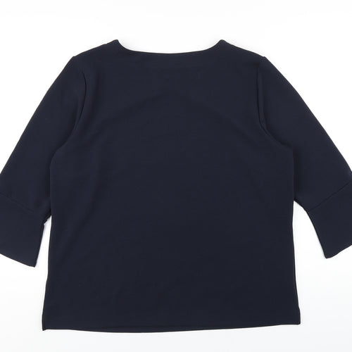 Cotton Traders Womens Blue Polyester Basic T-Shirt Size 16 Round Neck
