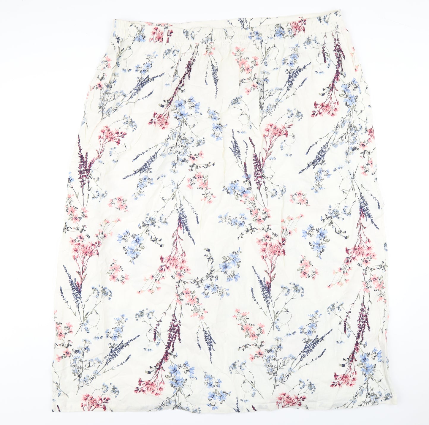 Capsule Womens Ivory Floral Linen A-Line Skirt Size 24