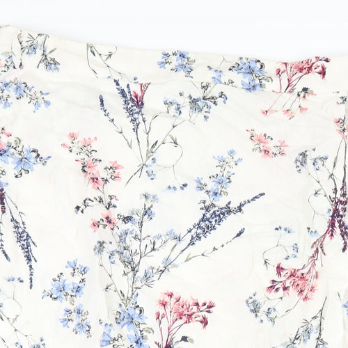 Capsule Womens Ivory Floral Linen A-Line Skirt Size 24