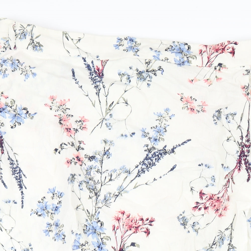 Capsule Womens Ivory Floral Linen A-Line Skirt Size 24