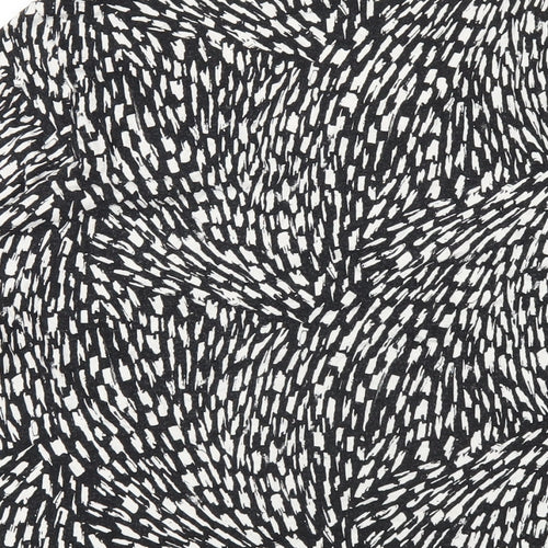 Marks and Spencer Womens Black Geometric Viscose Basic T-Shirt Size 16 Scoop Neck