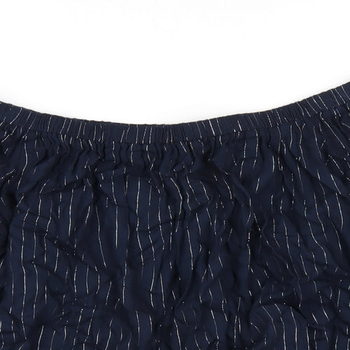NEXT Womens Blue Striped Viscose Basic T-Shirt Size 10 Off the Shoulder