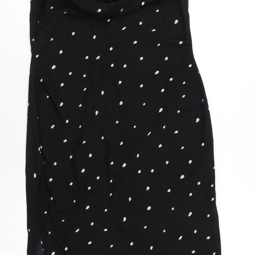 Nasty Gal Womens Black Polka Dot Polyester Bodycon Size 12 Cowl Neck Zip