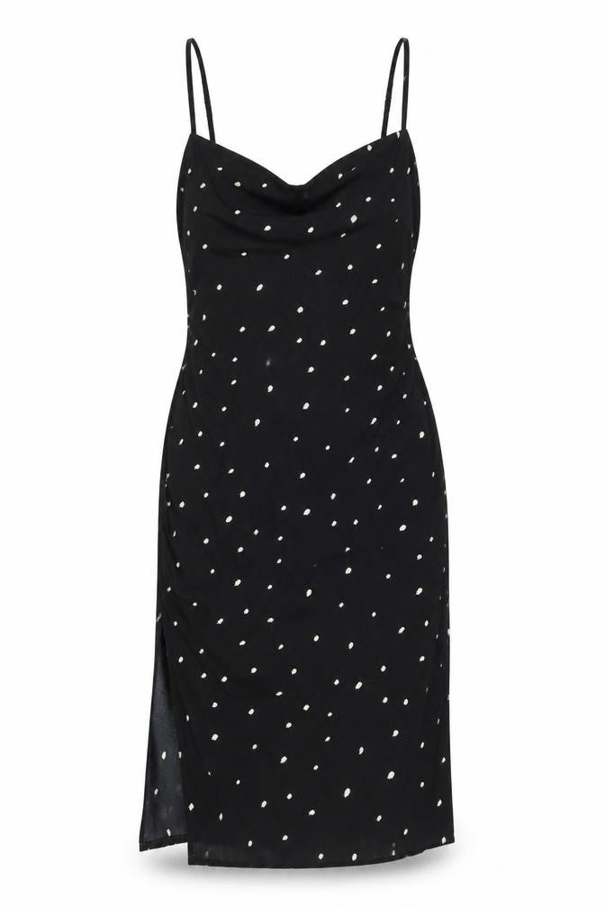 Nasty Gal Womens Black Polka Dot Polyester Bodycon Size 12 Cowl Neck Zip