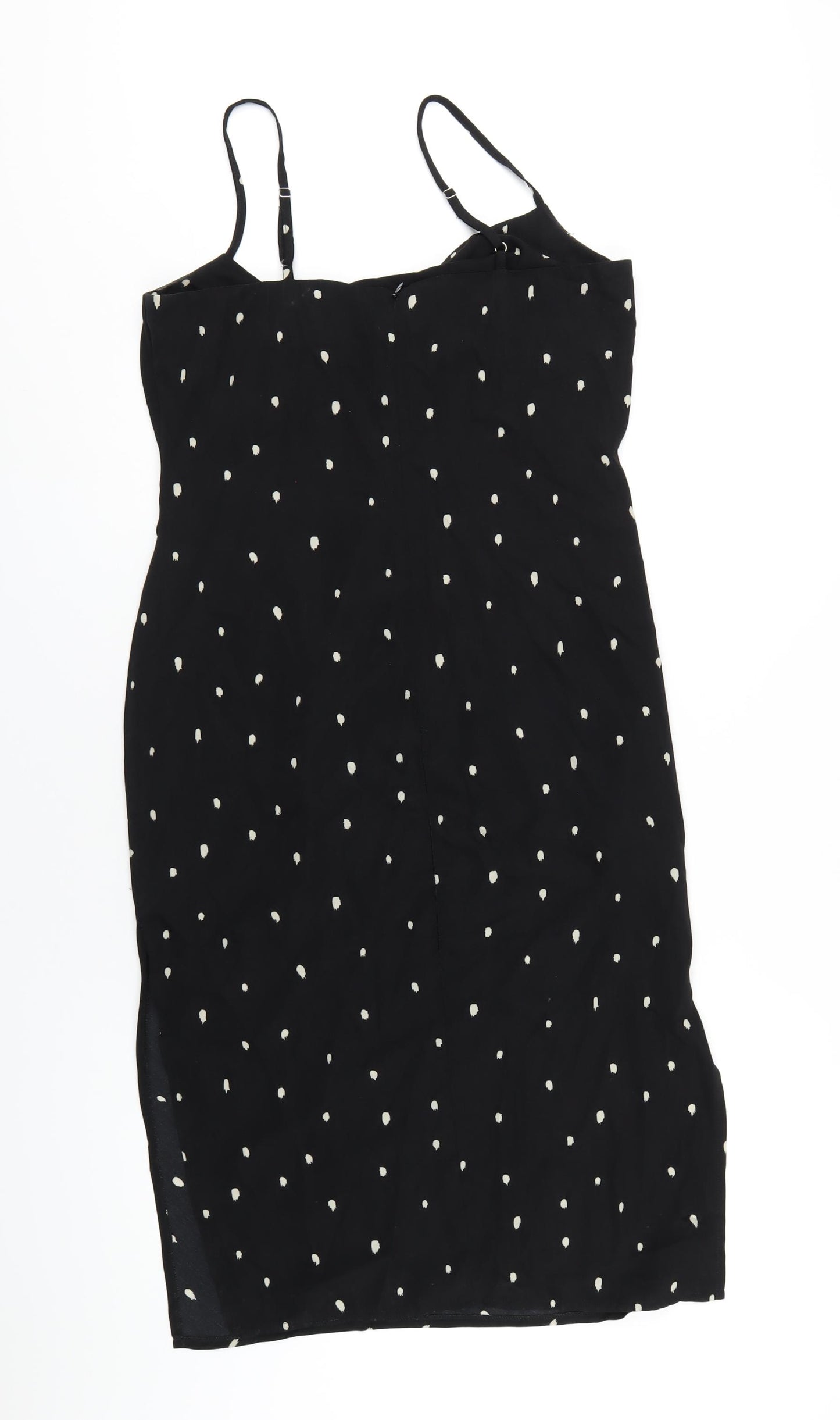 Nasty Gal Womens Black Polka Dot Polyester Bodycon Size 12 Cowl Neck Zip
